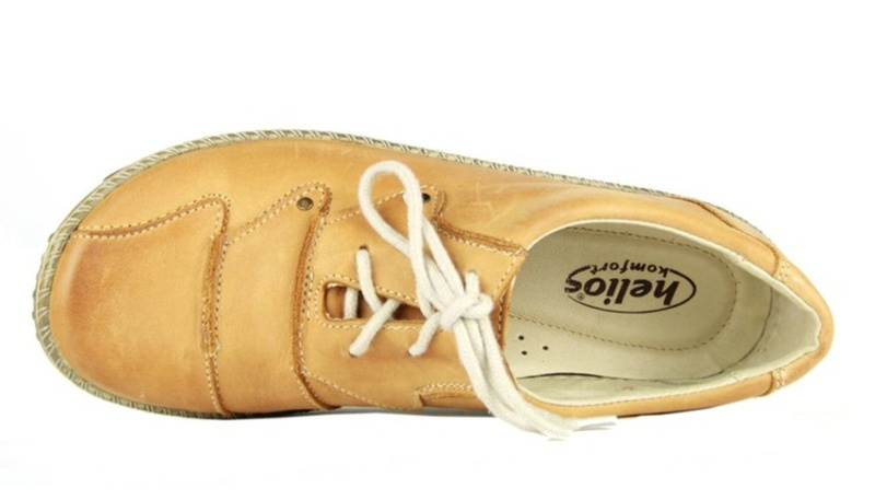 Wygodne półbuty damskie ze sznurowaniem - Helios Komfort 608-2, jasnobrązowe