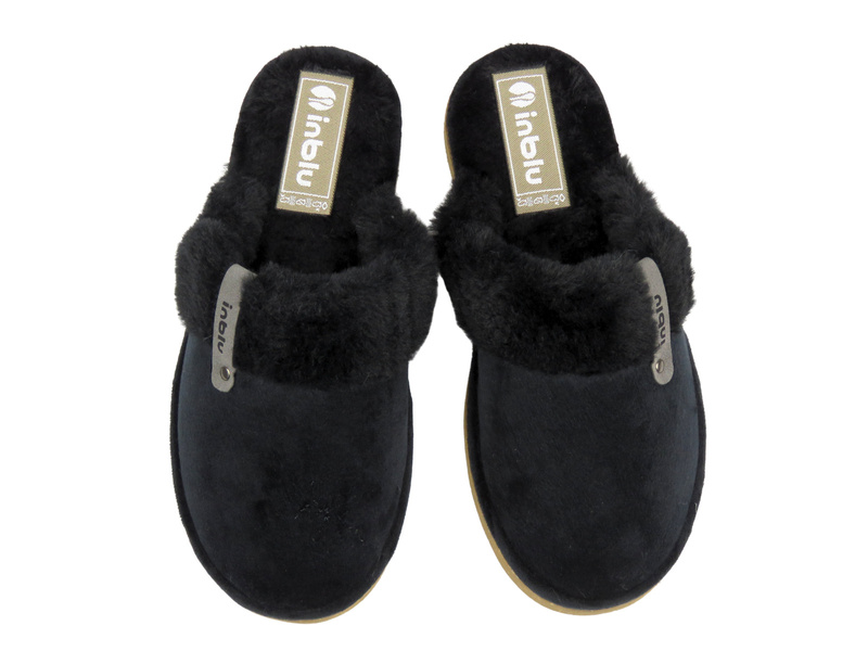 Miękkie kapcie damskie z futerkiem czarne Inblu EY-32
