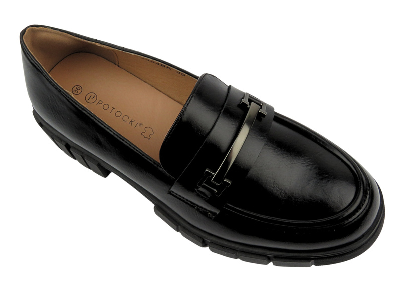 Eleganckie półbuty damskie - Potocki 24-12464BK, czarne
