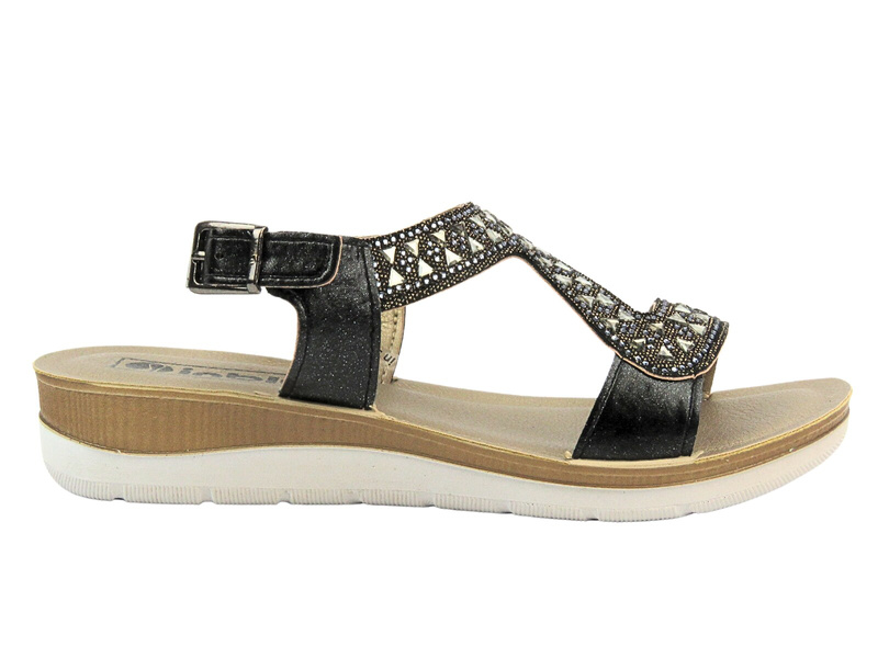 Sandałki damskie z ozdobną cholewką - INBLU BV-39, czarne