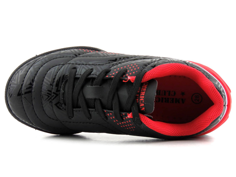 Buty sportowe dziecięce typu turfy - American Club OG 09/20, czarno-czerwone