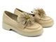 Półbuty, loafersy damskie na grubej podeszwie - CheBello 4383, beżowe