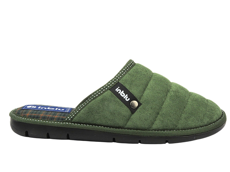 Kapcie męskie z miękkiego materiału - Inblu 91-27, zielone - wsuwane