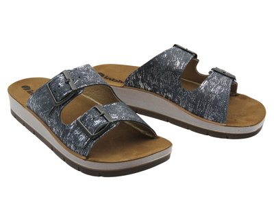 Klapki damskie z klamrami - INBLU CP-50 granatowe