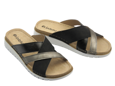 Klapki damskie ze skórzaną wkładką czarne Inblu CN-45