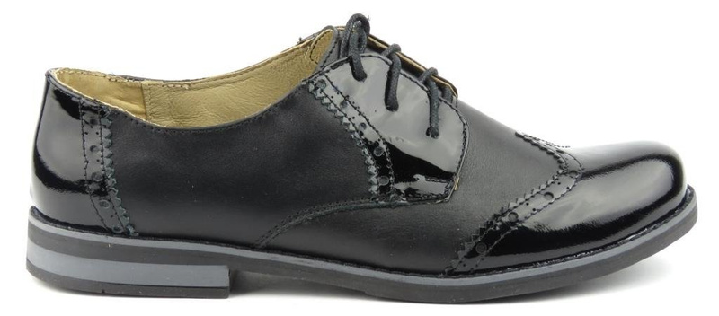 Skórzane półbuty damskie o fasonie jazzówek HELIOS 631, czarne