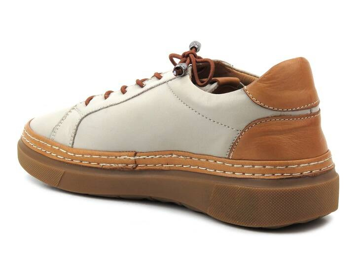 Komfortowe półbuty damskie skórzane - MANITU 850106-09, beżowe