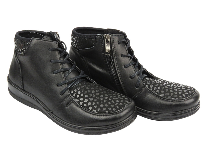 Wygodne Botki Damskie - AXEL Orthopedic 4488 Czarne Na Zamek