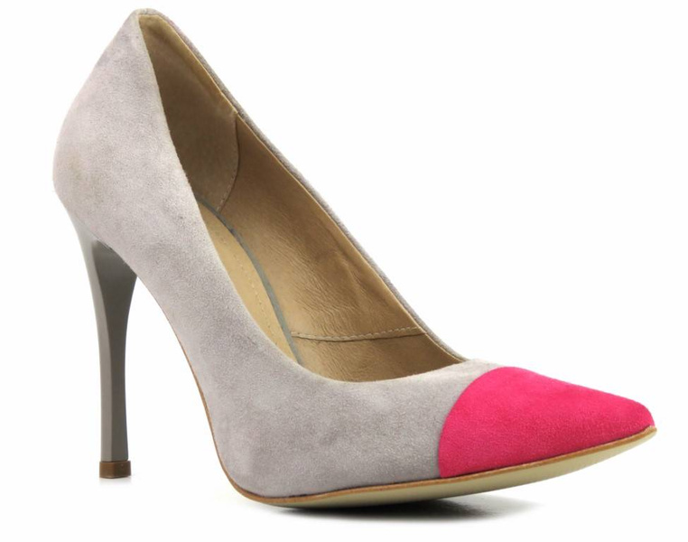 Zamszowe czółenka na szpilce - KATI 1831, szare