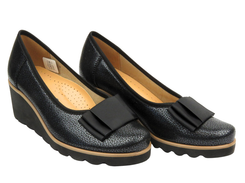 Skórzane Półbuty Damskie Marki - Galant 3014 Czarne - Wsuwane