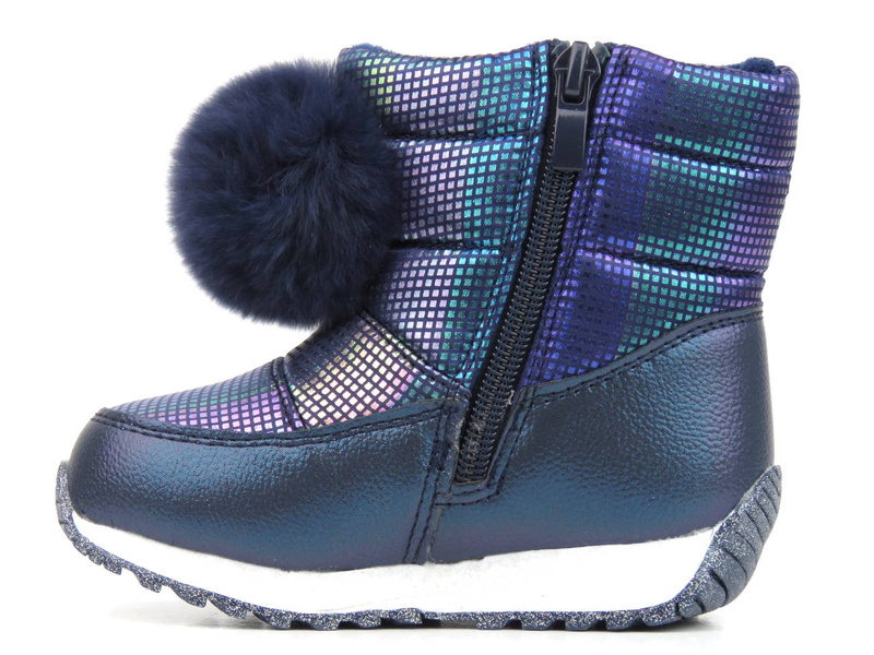 Śniegowce dziecięce z pomponem - WOJTYŁKO 23032, granatowe