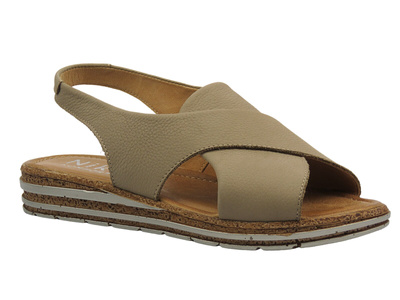 Skórzane sandały damskie beżowe Nika Komfort 1402