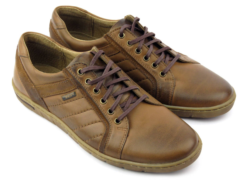 Skórzane półbuty męskie na co dzień - RIKO 933, brązowe