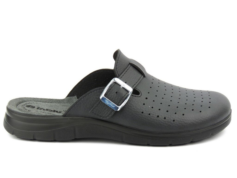 Wygodne klapki męskie ze skórzaną wkładką - Inblu BG-31, czarne