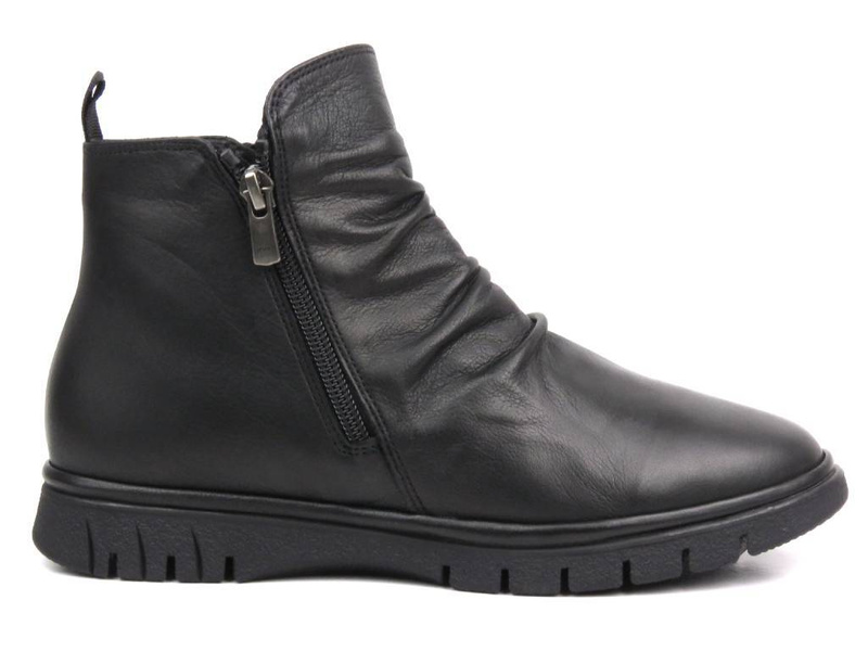 Botki damskie z dwoma suwakami - MANITU 990378-01, czarne