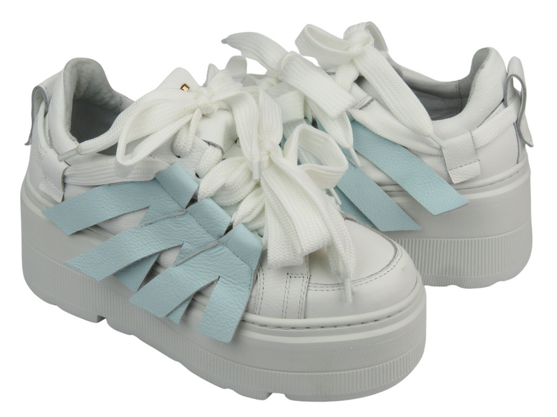 Sportowe buty damskie na platformie - Eksbut 2F-7033-L91/S83, białe