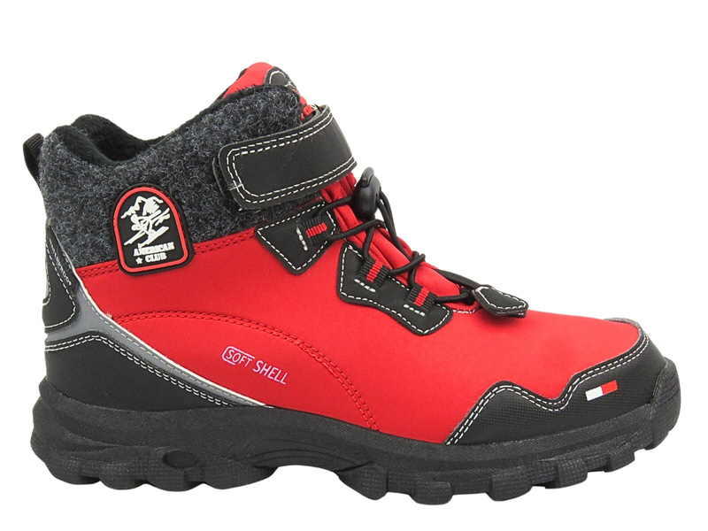 Śniegowce Trapery Dziecięce AMERICAN CLUB Softshell RL 127/23 Czerwone Na Rzepy