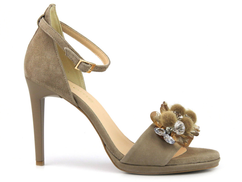 Sandały damskie na szpilce - Uncome 36306, beżowe