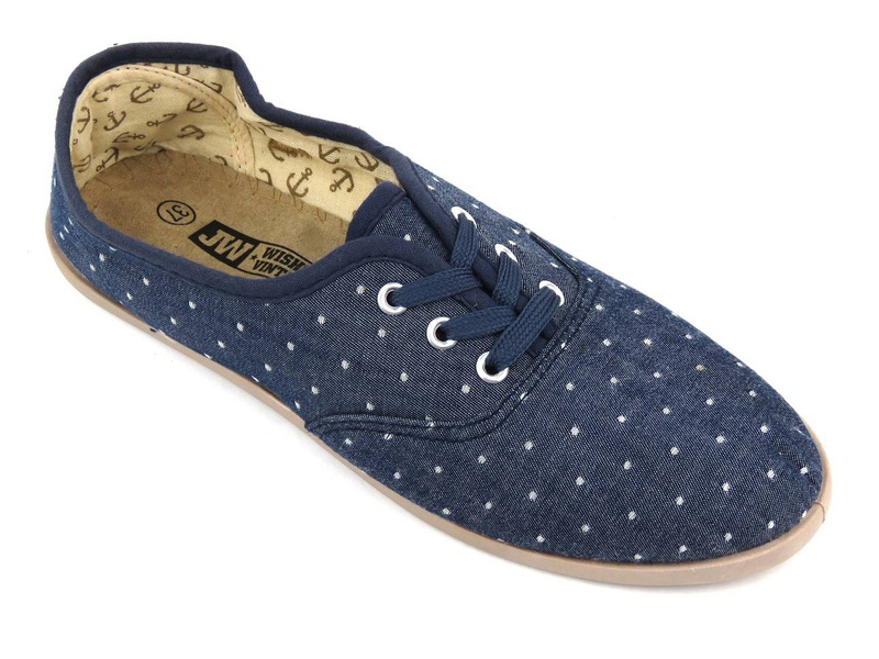 Trampki damskie JW+WISHOT WI-32-188, granatowe w kropki