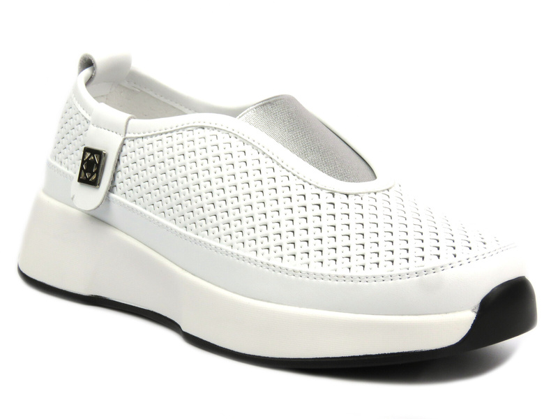 Ażurowe sneakersy damskie - Sokolski HW W24-456, białe