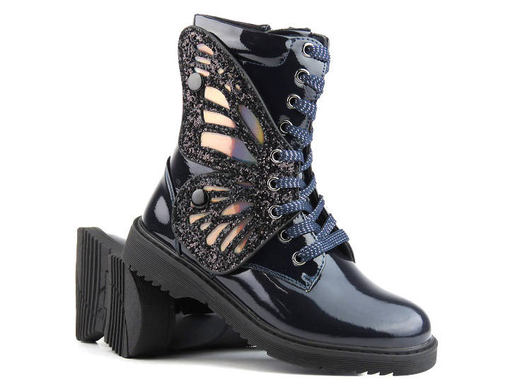 Kozaki dziecięce, młodzieżowe a la motyl - WEESTEP R652256261, granatowe