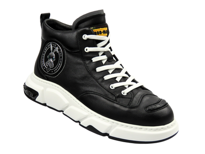 Skórzane sneakersy męskie za kostkę - JOHN DOUBARE 23Q9217, czarne