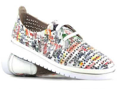 Skórzane półbuty damskie wiosenne, letnie - VENEZIA G075GR01, wielokolorowe