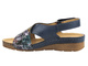 Skórzane sandały damskie ze skrzyżowanymi paskami - Helios Komfort 253, granatowe