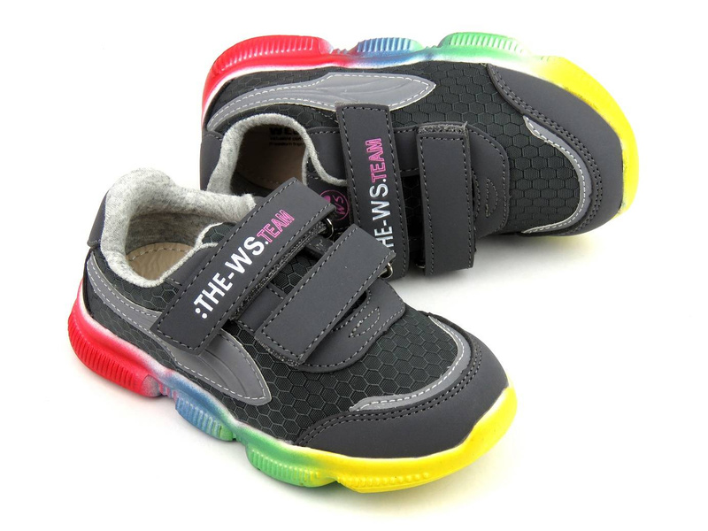 Sneakersy dziecięce z kolorową podeszwą - WEESTEP R366153031, ciemnoszare