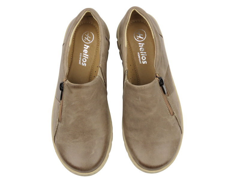 Skórzane półbuty damskie wsuwane beżowe Helios Komfort 454