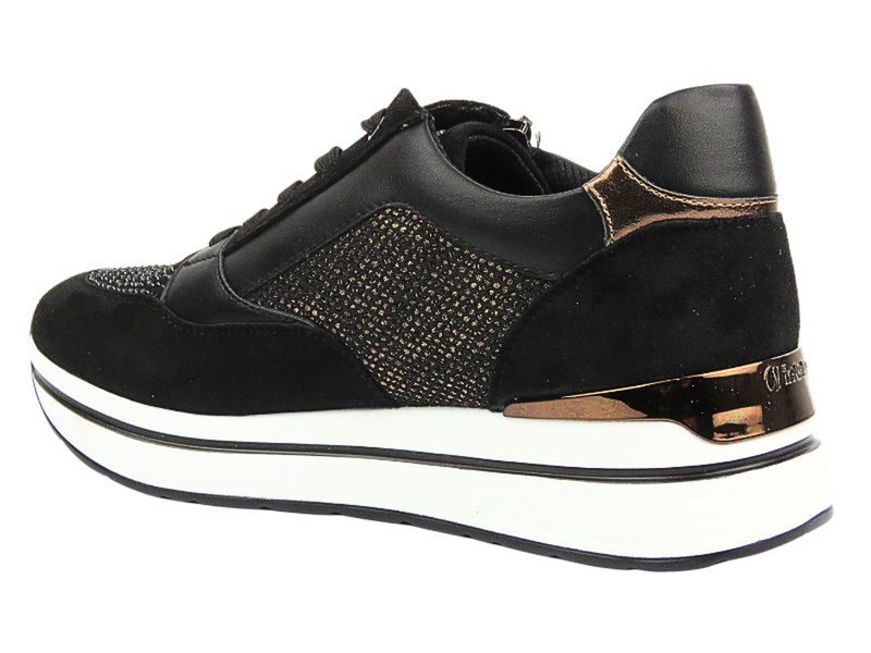 Sneakersy damskie z kryształkami czarne INBLU IN-388