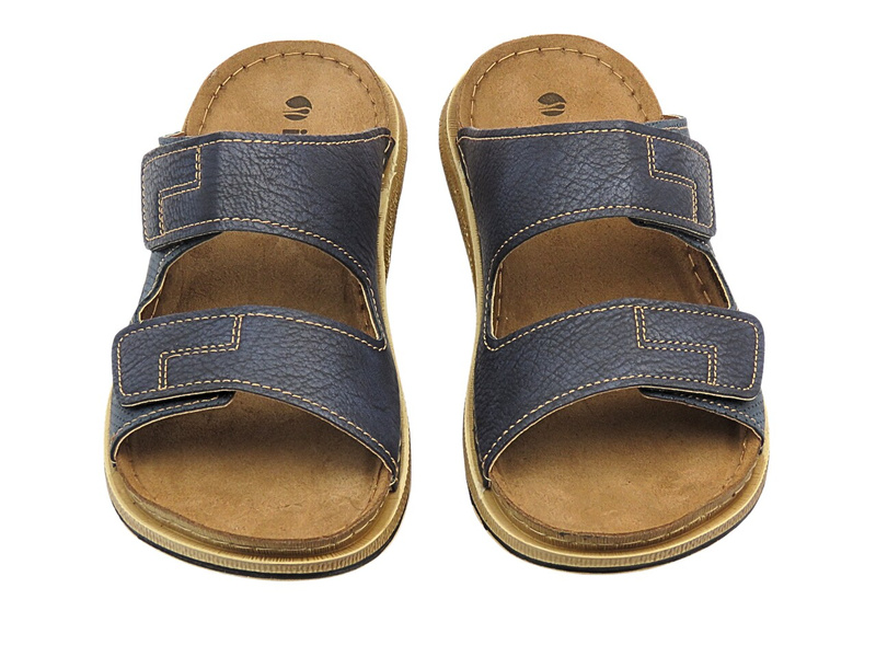 Wygodne klapki męskie z miękkiej skóry granatowe INBLU VE-07