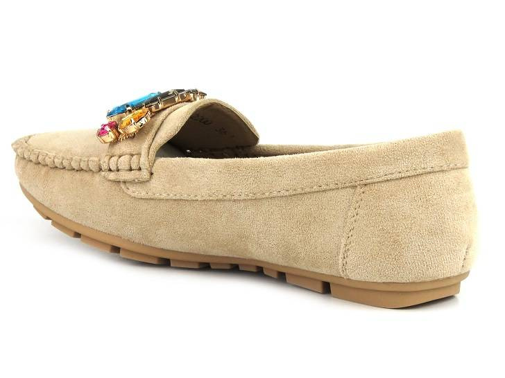 Mokasyny damskie ze skórzaną wkładką - Evento 23PB26-2200, beżowe