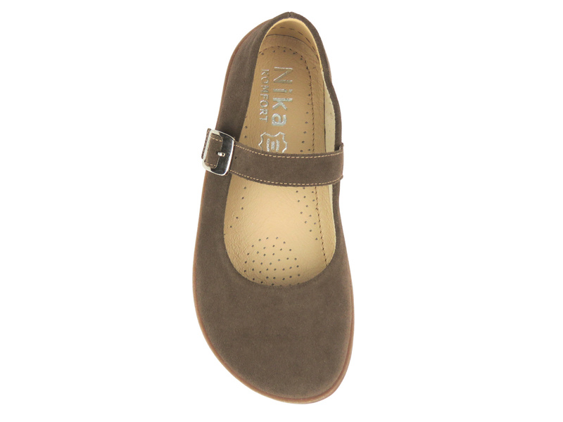 Barefoot skórzane minimalistyczne półbuty damskie Nika Komfort 1445, brąz