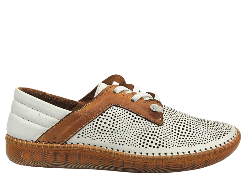 Półbuty damskie ze skóry naturalnej - Manitu 840074-21, brązowe