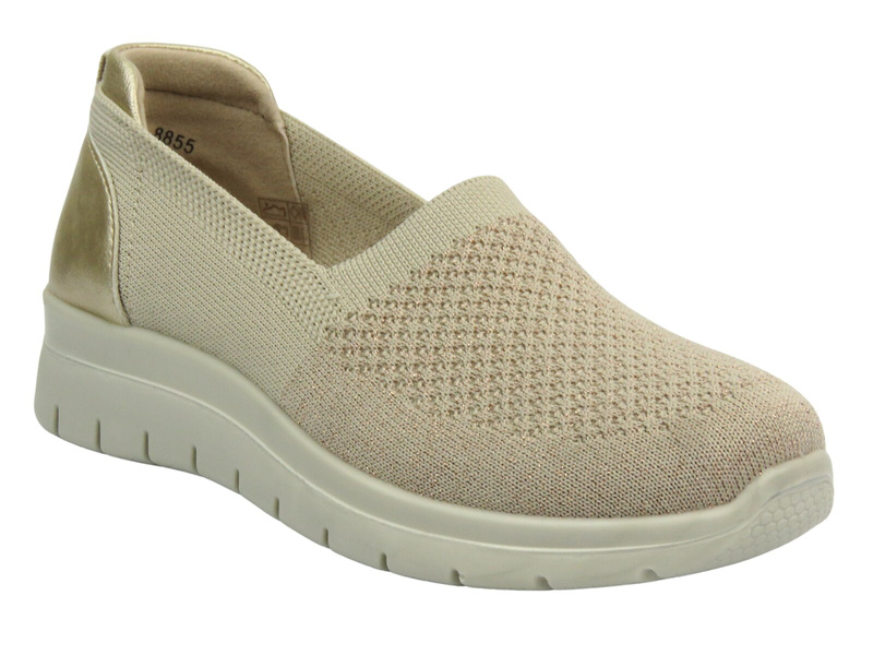 Półbuty, espadryle damskie - Unisoft 25PB02-8855, złote