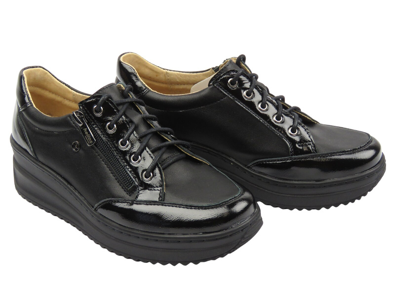 Skórzane półbuty damskie czarne 2 Helios 431