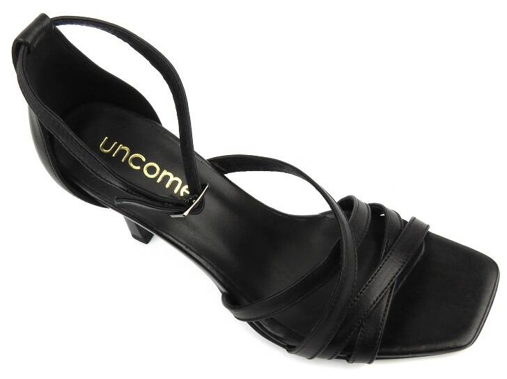 Sandały damskie na obcasie- UNCOME 38400, czarne