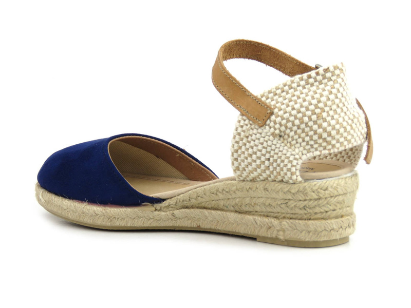 Sandały, espadryle damskie na koturnie - VENEZIA 230803, granatowe