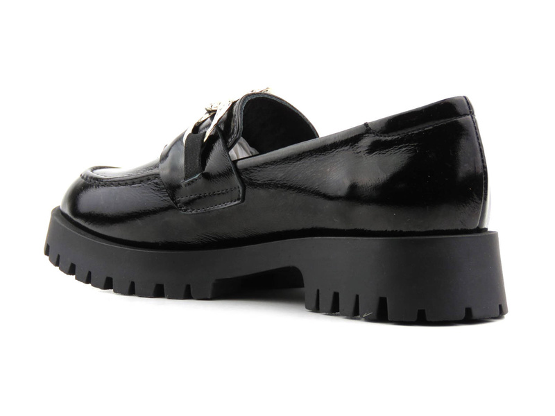 Lordsy damskie ze skóry lakierowanej - VENEZIA 041247R658, czarne