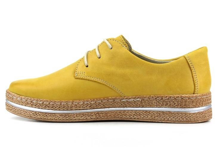 Półbuty damskie wiosenne a la espadryle - HELIOS Komfort 380, żółte