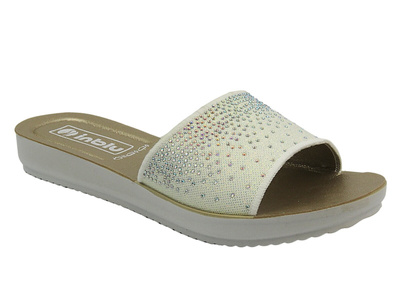 Klapki Damskie Z Cekinami INBLU Mimi Biały