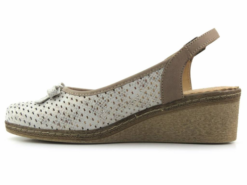 Wygodne sandały damskie na koturnie - Axel 2510, białe