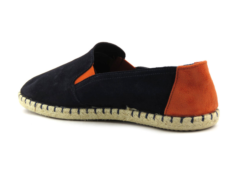 Espadryle męskie ze skóry zamszowej - VENEZIA 433-16392, granatowe