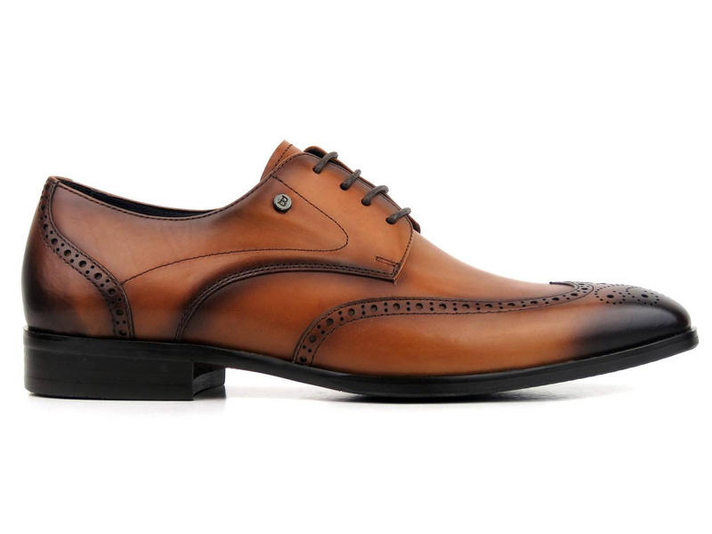 Wysokiej jakości brogsy męskie skórzane - JOHN DOUBARE E22-1-436, brązowe