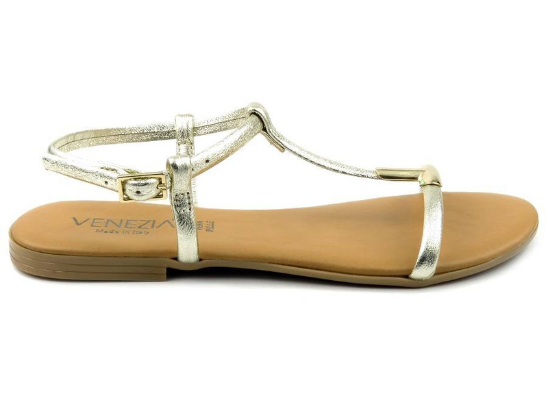 Sandały damskie VENEZIA LEP M345D, płaskie, złote