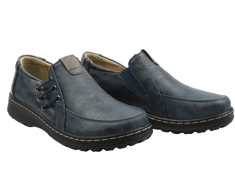 Wsuwane półbuty damskie granatowe Potocki 25-90353