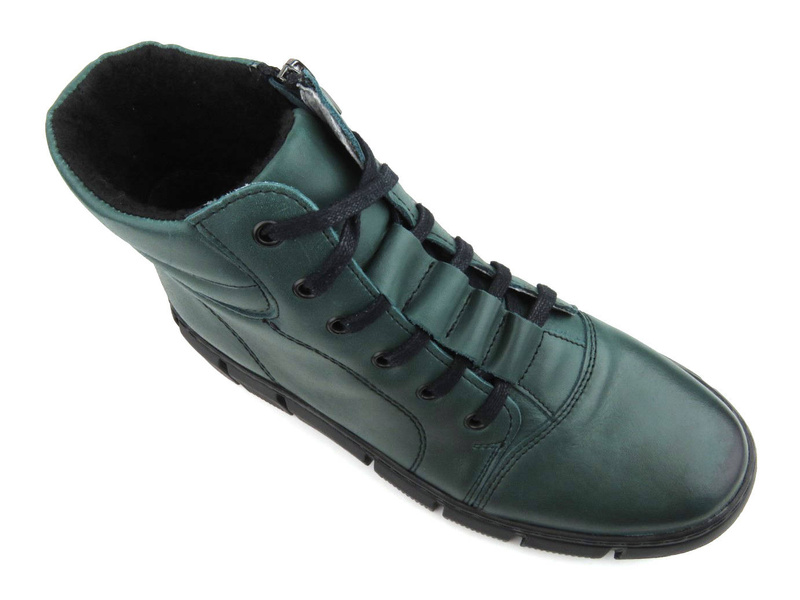 Ocieplane botki damskie w stylu sportowym - HELIOS Komfort 562S, zielone