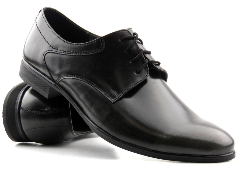 Skórzane półbuty męskie wizytowe MOSKAŁA A116, czarne