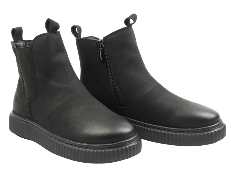 Skórzane botki damskie czarne Cambell 25-19340